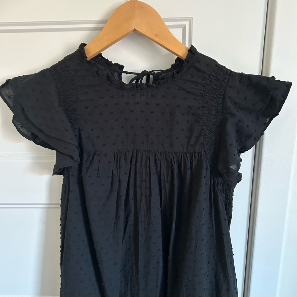 Black Ruffle Sleeve Maxi Dress